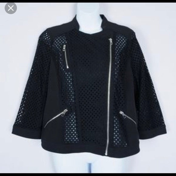 Chico’s Diamond Mesh Moto Jacket sz2 NWOT - Picture 2 of 4